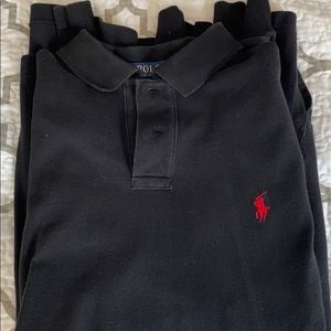 Polo long sleeve black polo size large